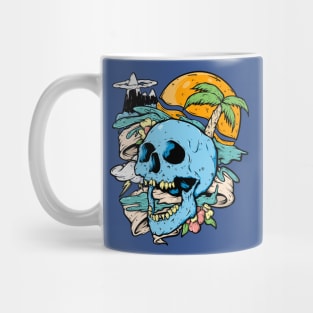 High Tide Palm Tree Skull Island Surfing Style Clothing Mug